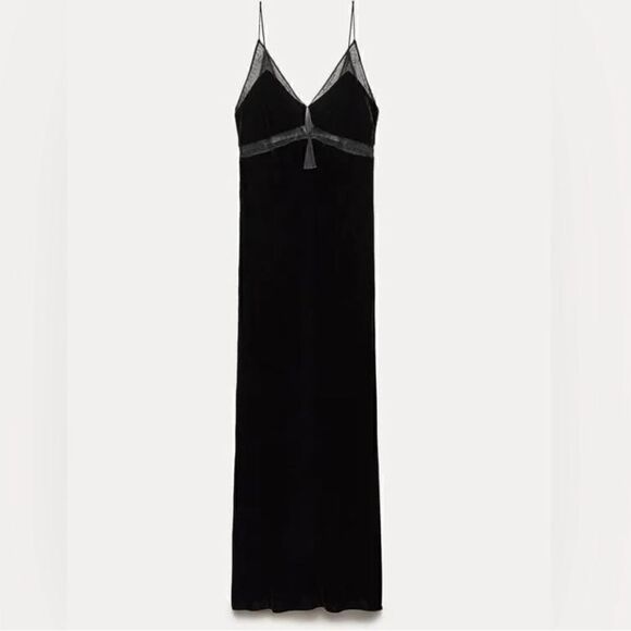Zara Dresses & Skirts - NWOT Zara Black Velvet Lace Maxi Dress